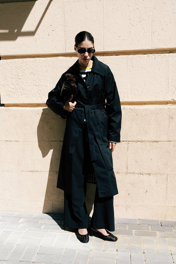 Long Oversized Trench in Black