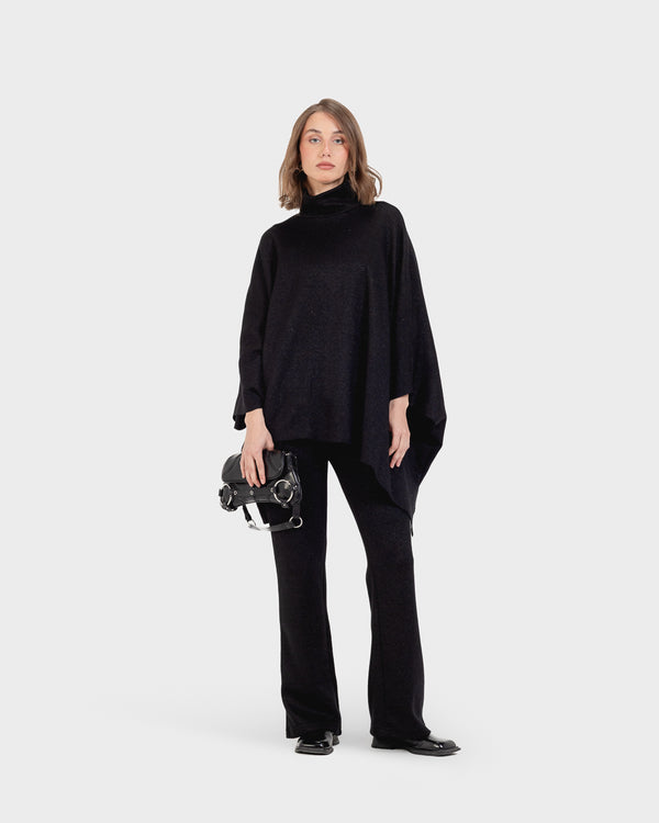 Shimmer Poncho Set in Black