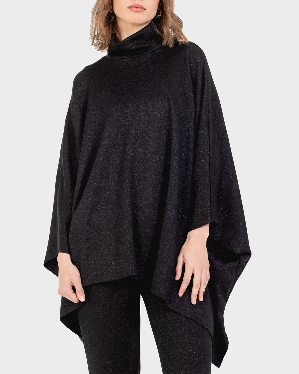 Shimmer Poncho Set in Black