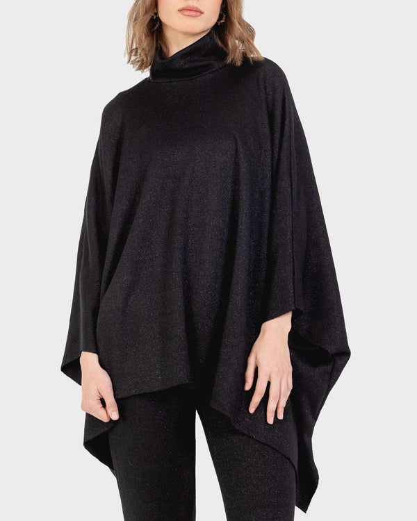 Shimmer Poncho Set in Black