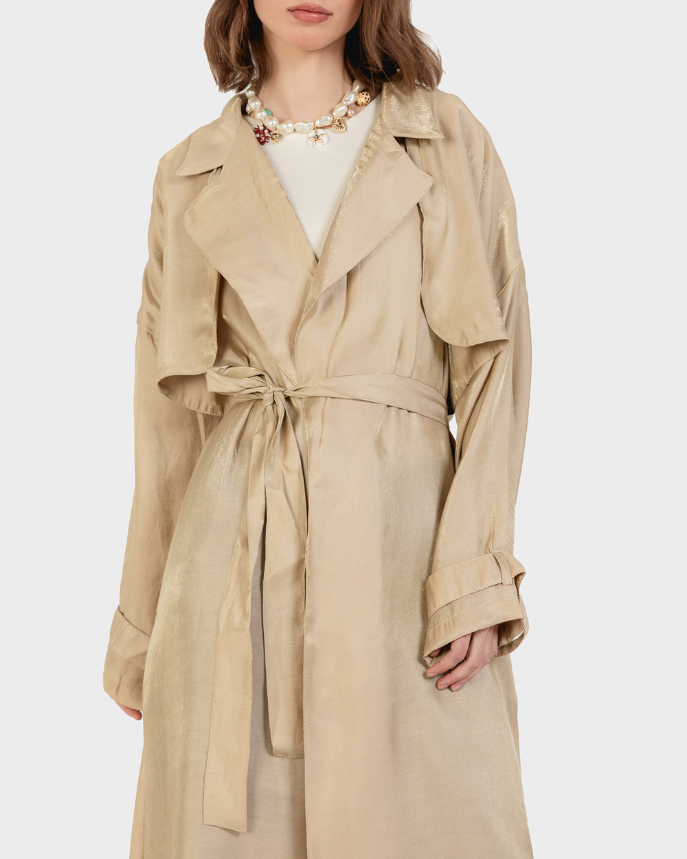 Shimmer Trench in Beige