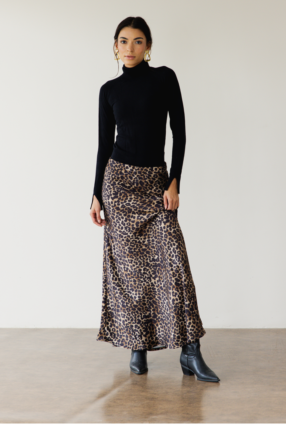 Satin Skirt in Leopard