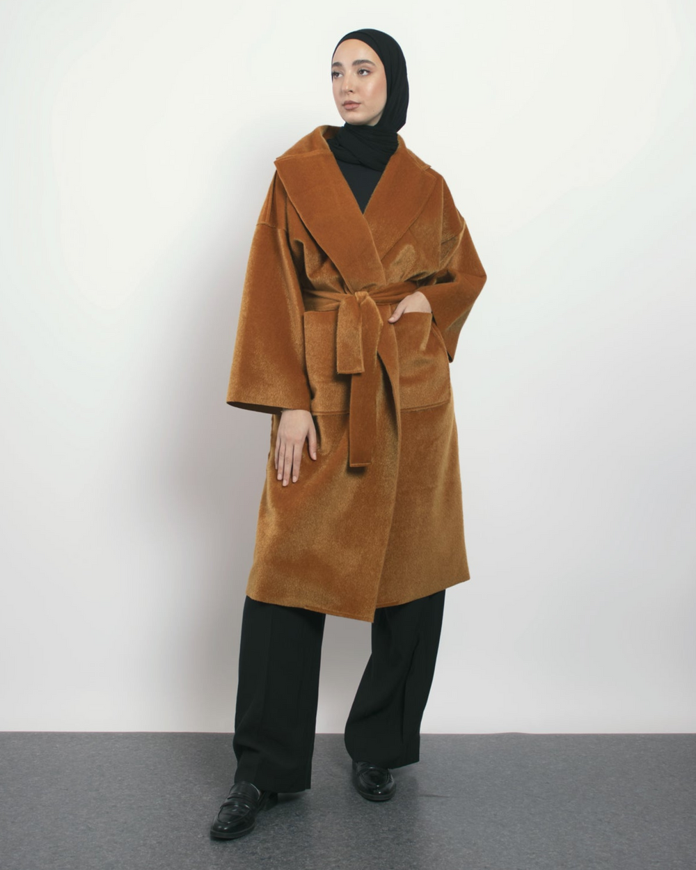 Oversized Soft Coat In Brick