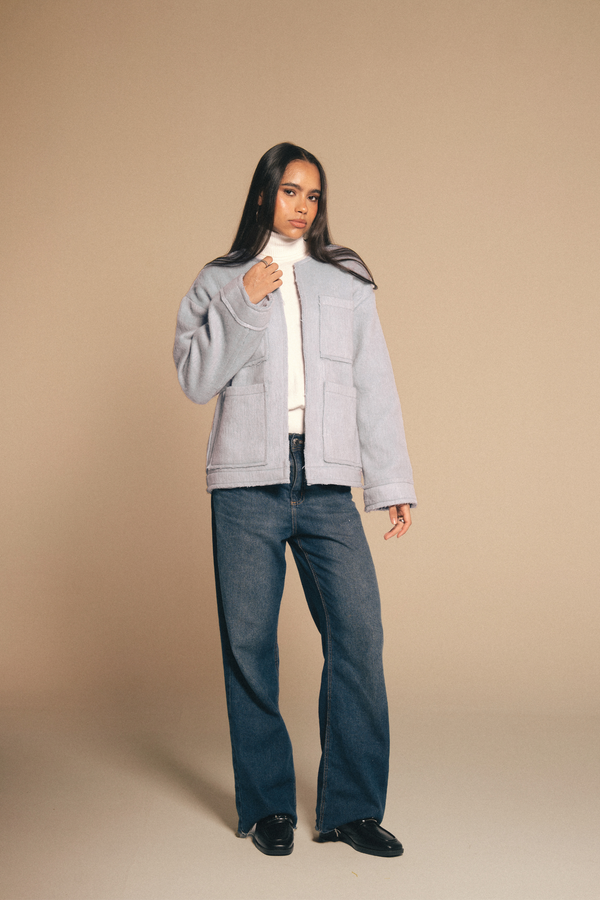 Mid-length Colored Jacket in Purple