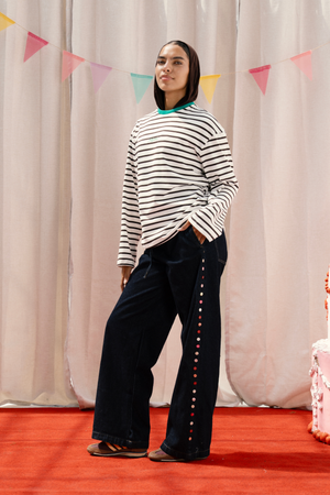 Striped Long Sleeve T-Shirt In Brown