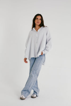 Cotton Muslin Shirt in Sky Blue