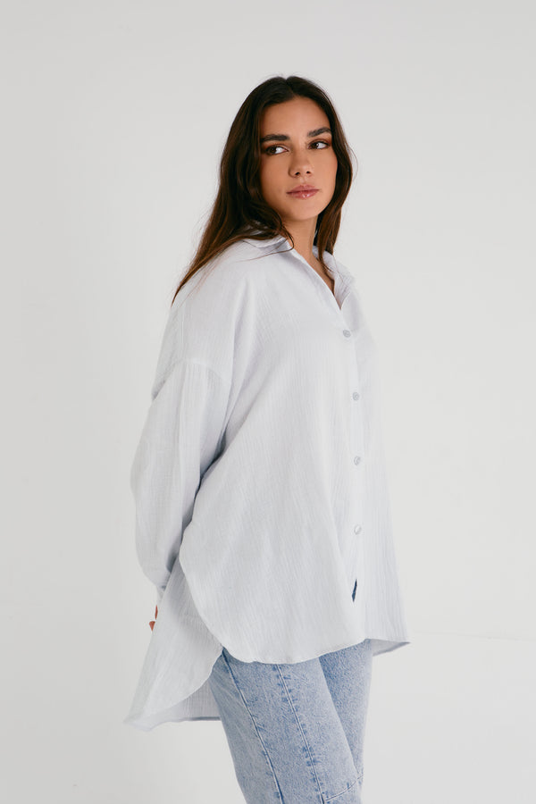 Cotton Muslin Shirt in Sky Blue