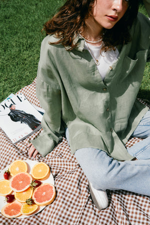 Livin’ In Linen Shirt in Olive