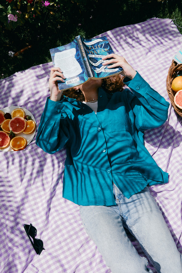 Oversized Linen Shirt in Teal