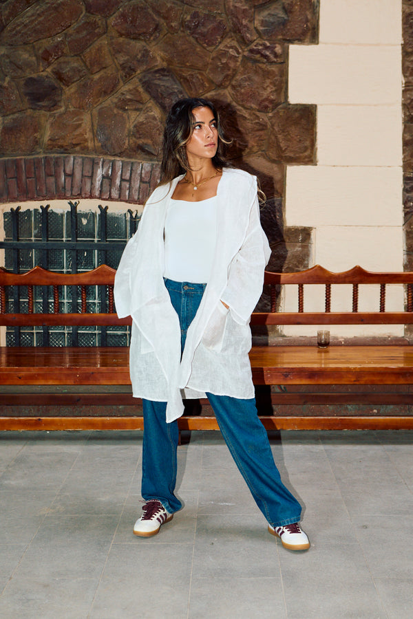Mesh Kimono in Off-white