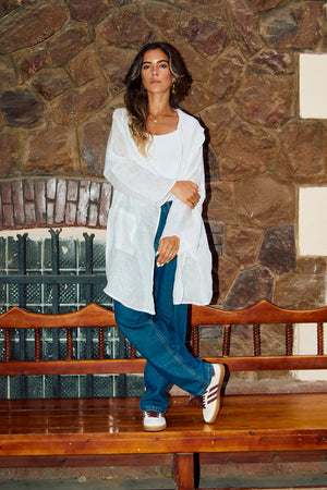 Mesh Kimono in Off-white