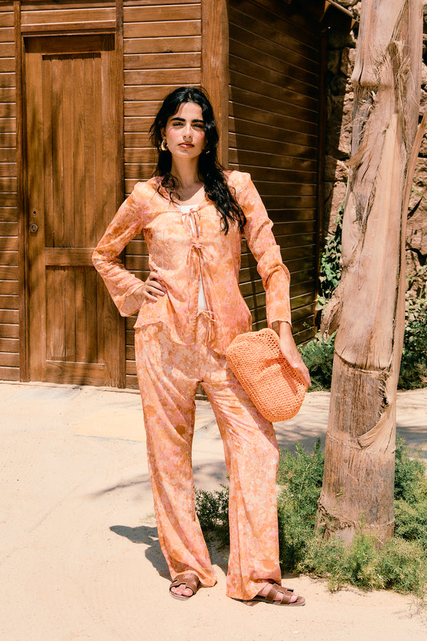Marigold Chiffon Set in Orange