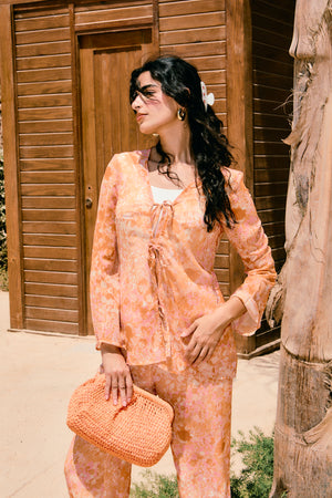 Marigold Chiffon Set in Orange