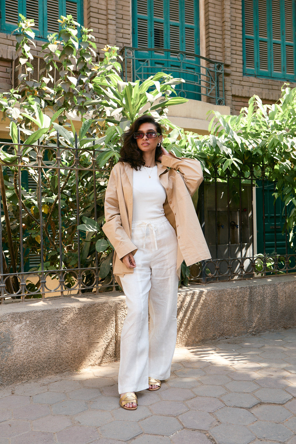 Urban Poplin Shirt in Beige