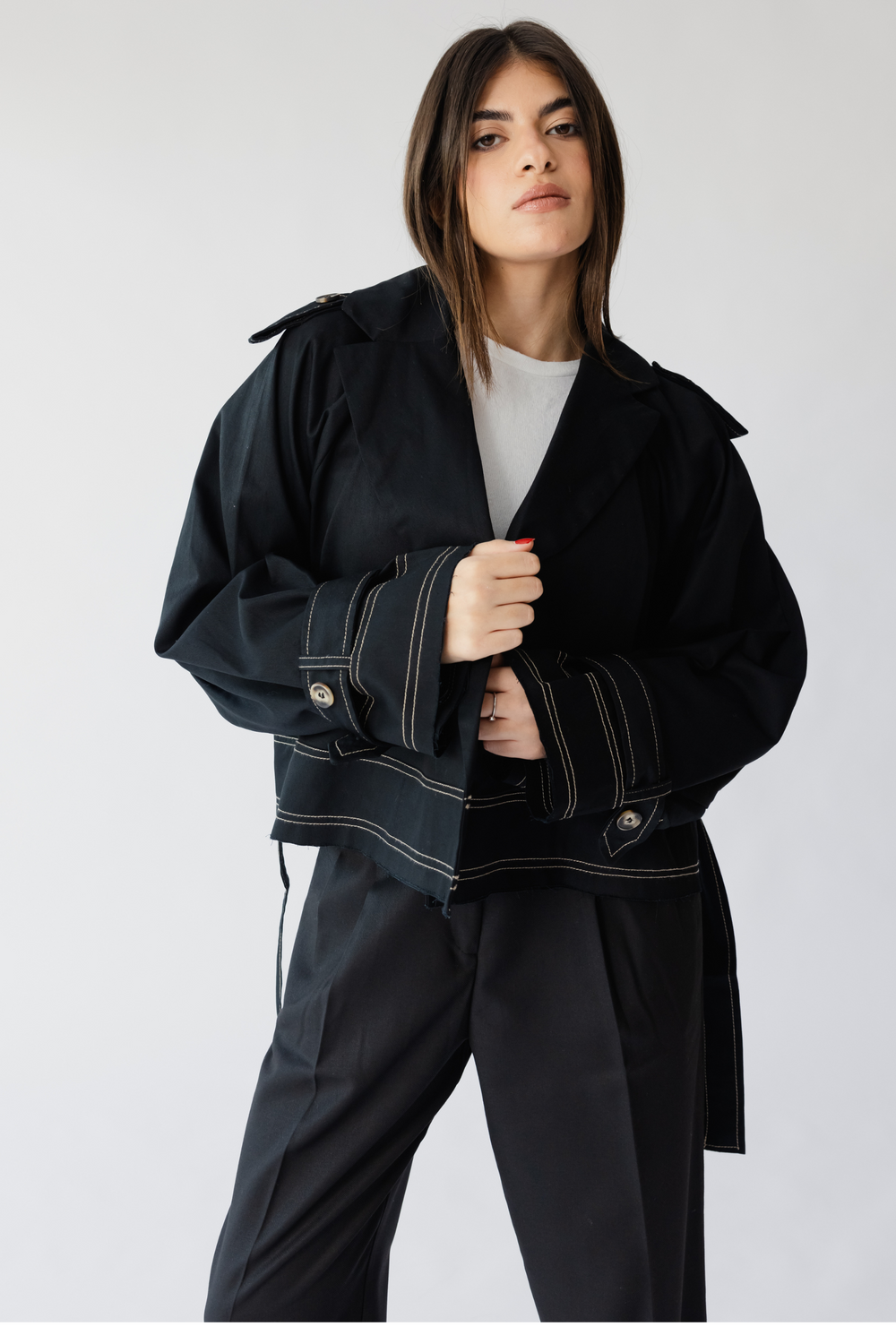 Hit The City Trench Jacket in Black