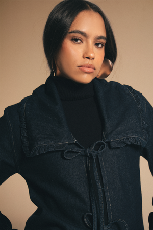 Frill Collar Denim Top