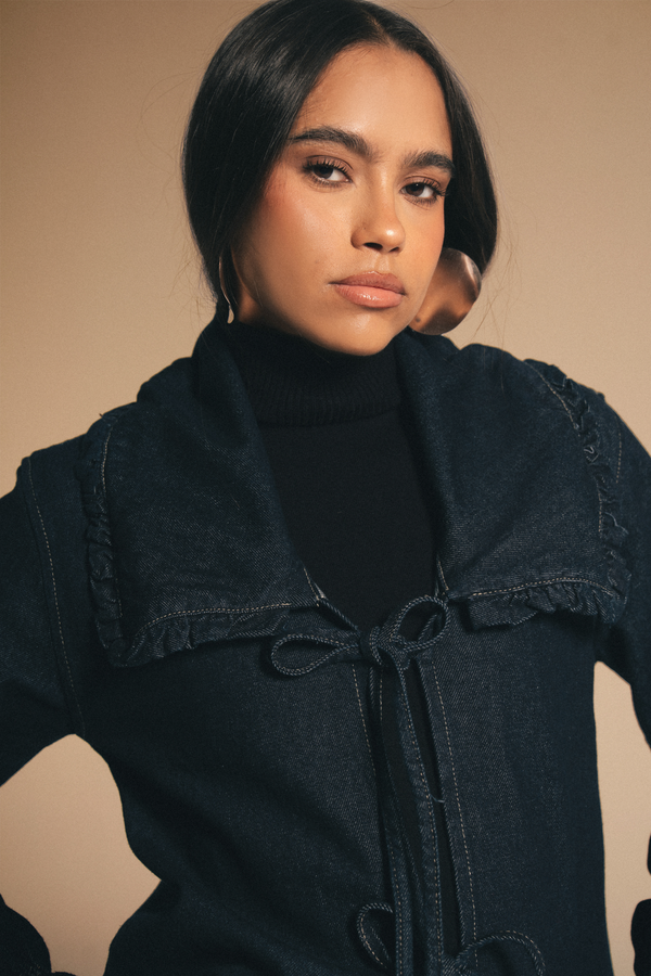 Frill Collar Denim Top