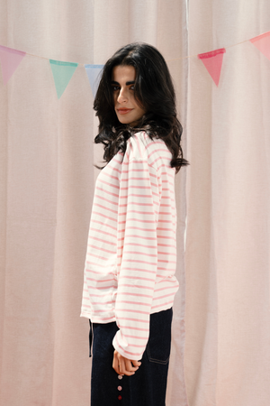 Striped Long Sleeve T-Shirt In Pink