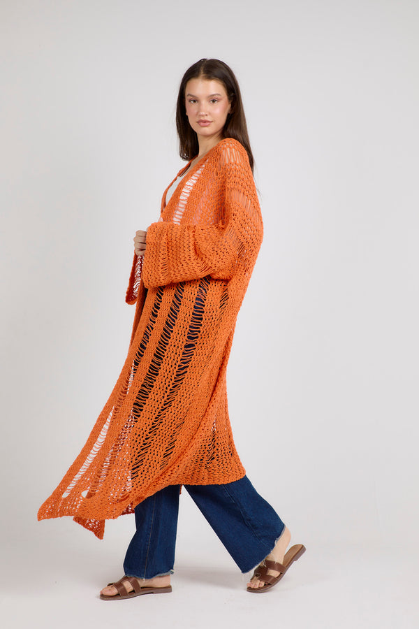 Gypsy Soul Crochet Cardigan in Orange
