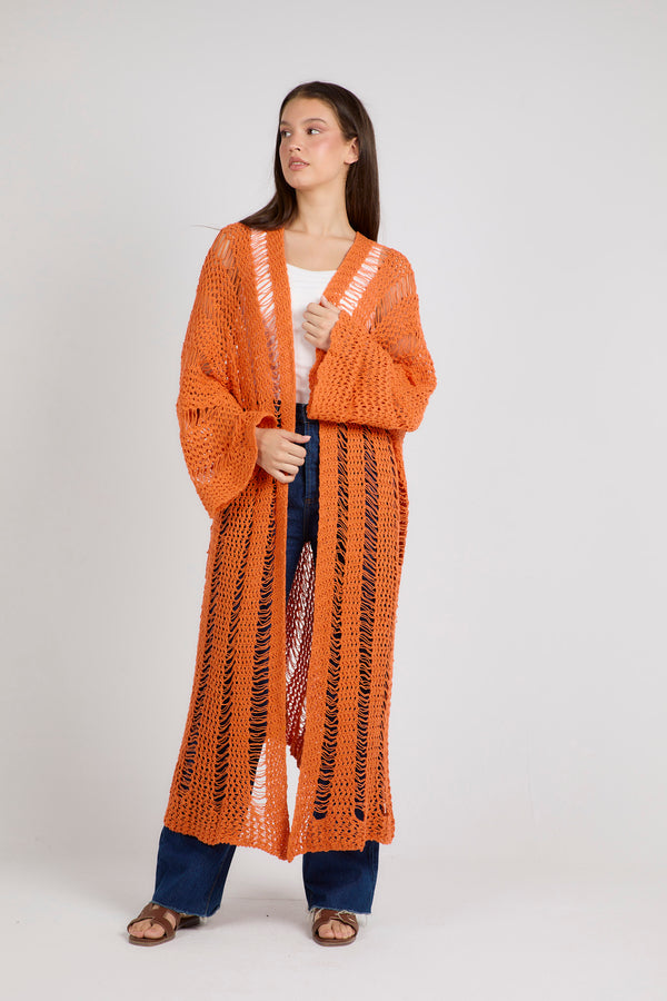 Gypsy Soul Crochet Cardigan in Orange