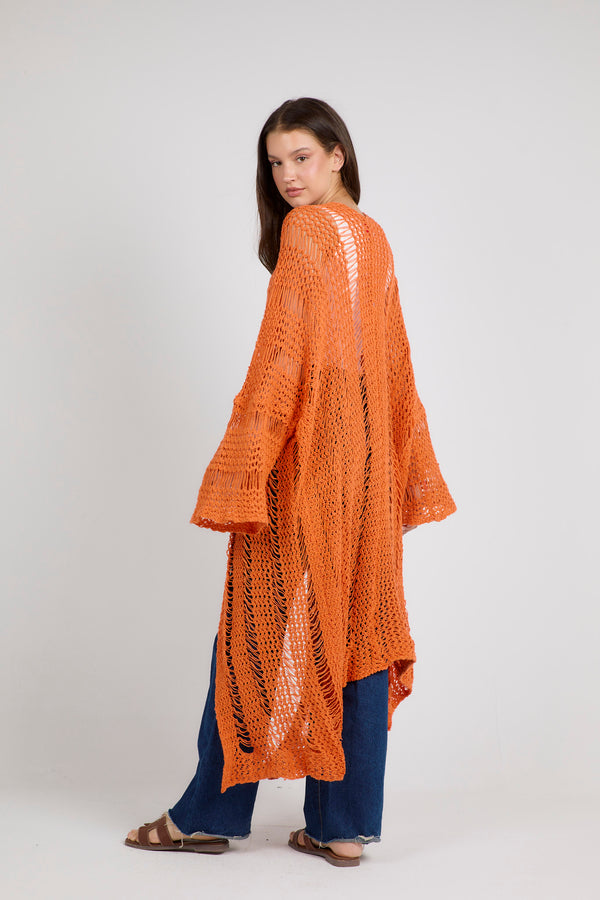 Gypsy Soul Crochet Cardigan in Orange