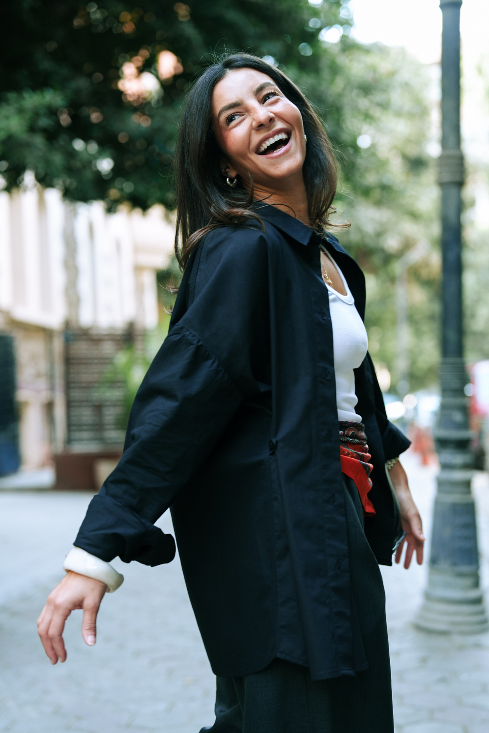 Buttoned Waist Shirt in Black