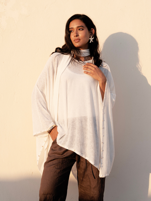 Studded Cape Top in White