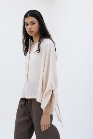 Back-Tie Top in Light Beige
