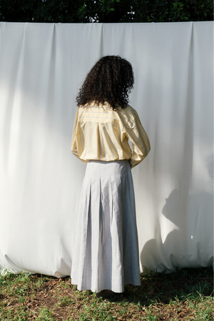 Pleated Linen Skirt in Grey