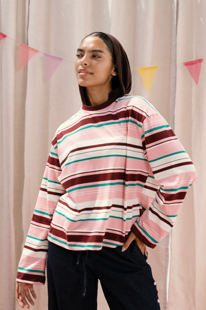 Striped Long Sleeve T-Shirt In Multicolor