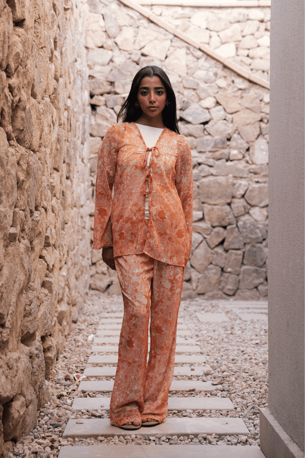Marigold Chiffon Set in Orange