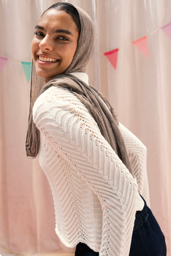 Pointelle Polo Shirt in White
