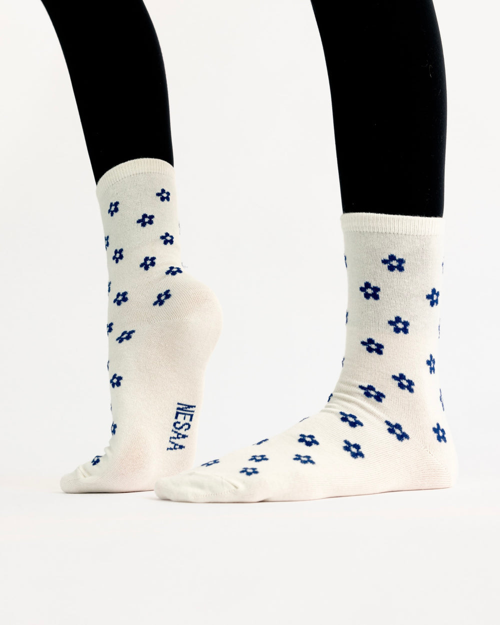 Secret Garden Crew Socks In Navy