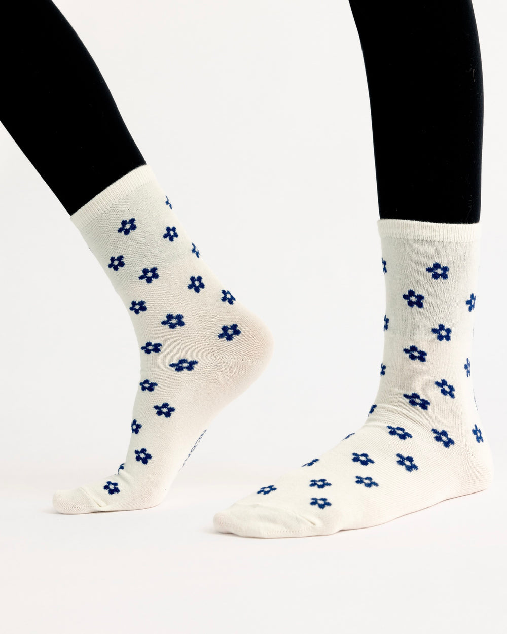 Secret Garden Crew Socks In Navy