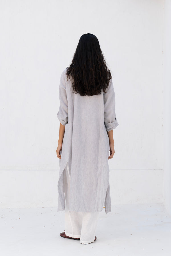 Long Drape Cardigan In Grey