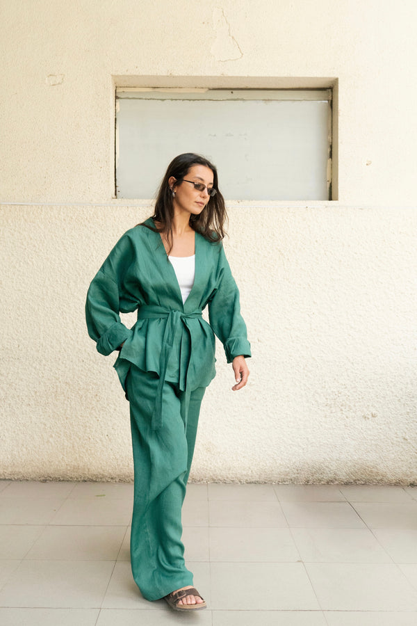 Linen Kimono in Green