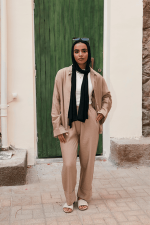 Crinkled Shirt in Beige