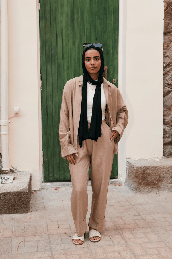 Crinkled Shirt in Beige