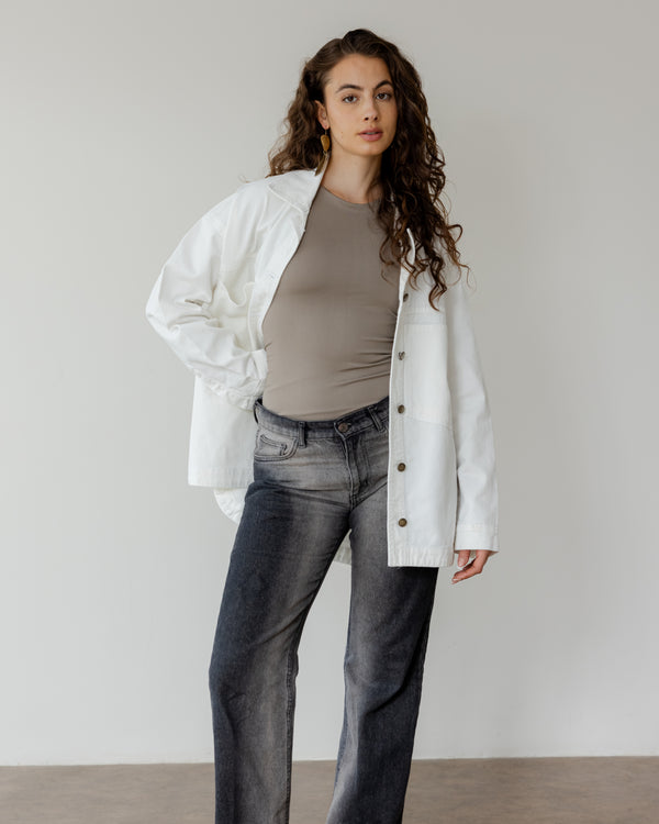 Oversized Denim Shirt in Off-White