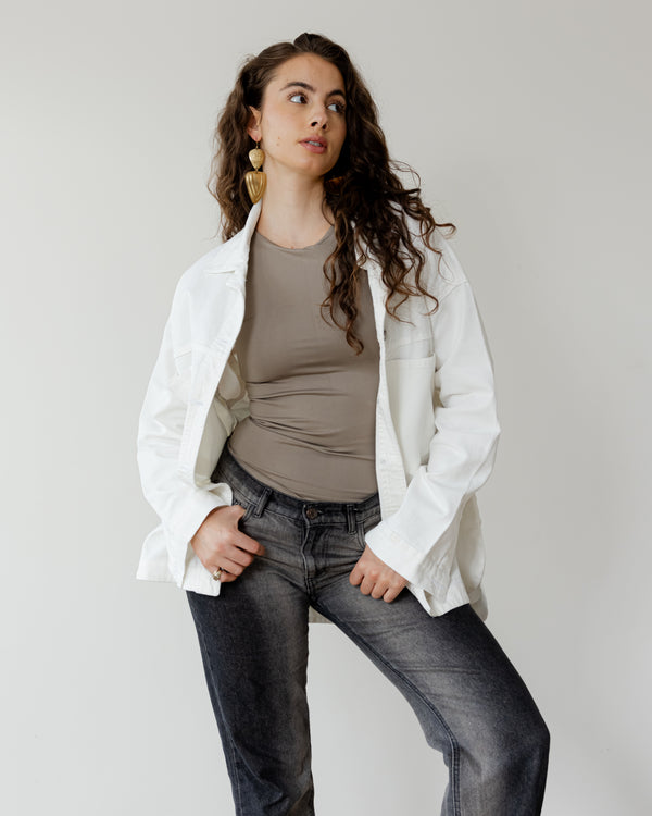 Oversized Denim Shirt in Off-White