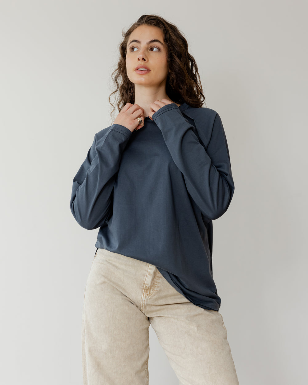 Long Sleeve Crew in Dark Grey