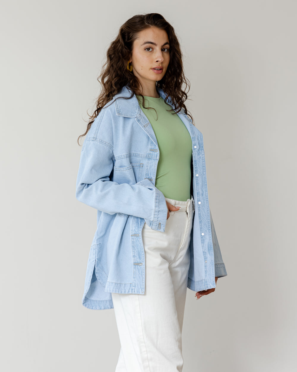 Oversized Denim Shirt in Blue