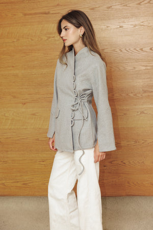 Wool Side Tie Jacket in Grey
