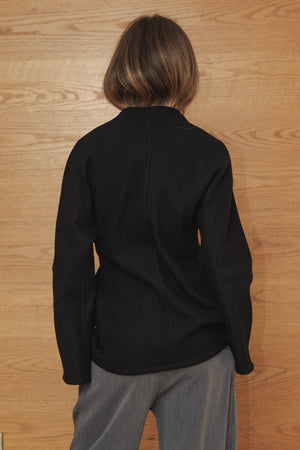 Wool Side Tie Jacket in Black