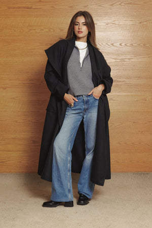 Oversized Lapel Coat in Dark Grey