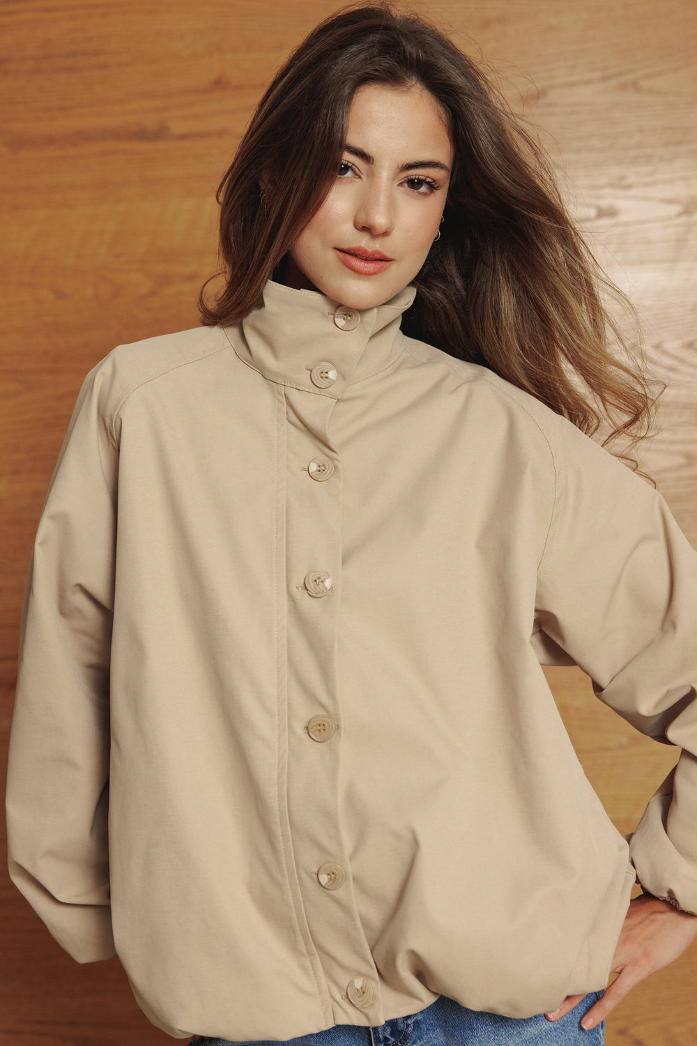 Waterproof Balloon Jacket in Beige