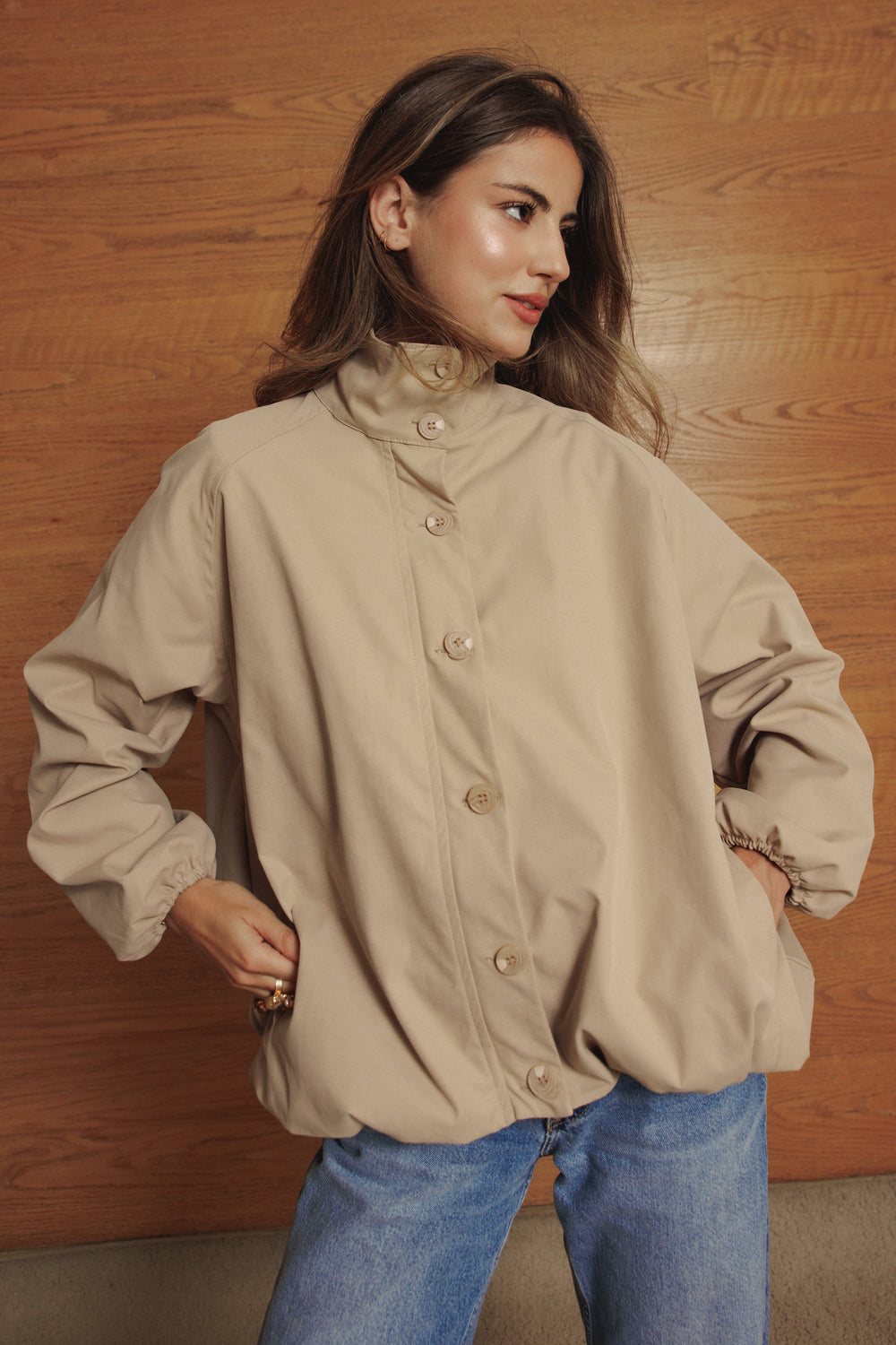 Waterproof Balloon Jacket in Beige
