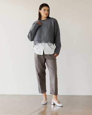 Fringed Sweater in Grey