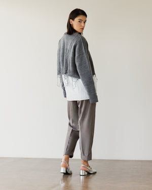 Fringed Sweater in Grey