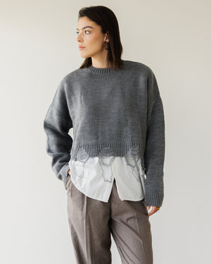 Fringed Sweater in Grey